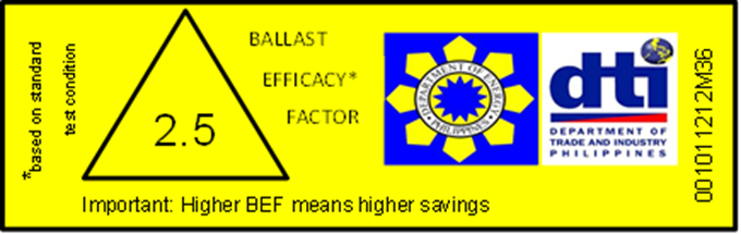 Philippine fluorescent ballast label